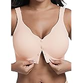 HiMONE Front Closure Wireless Bras for Women Full Coverage No Underwire Comfort Lift Bra with Wide Straps