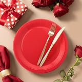 PARTY GO 50 Red 9 Inch Paper Plates Disposable Party Supplies view 4