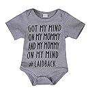 Greenafter Newborn Baby GOT My Mind ON My Mommy Funny Bodysuits Rompers Outfits Blue