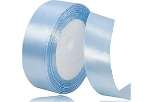 LIFETASTIC Blue Ribbon for Gift Wrapping 1 Inch x 25 Yards, Fabric Baby Blue Easter Ribbons for Crafts, Flower Bouquet, Hair Bows Making, Wreaths, Wedding Party Decoration Baby Shower Sewing Projects