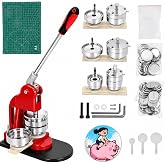 Multiple Sizes Button Maker Machine, Interchangeable Badge Press 1.25 Inch + 2.25 Inch + 3 Inch, DIY Pin Button Making Machine with 300 Sets Supplies, Circle Cutter and Cutting Mat Included