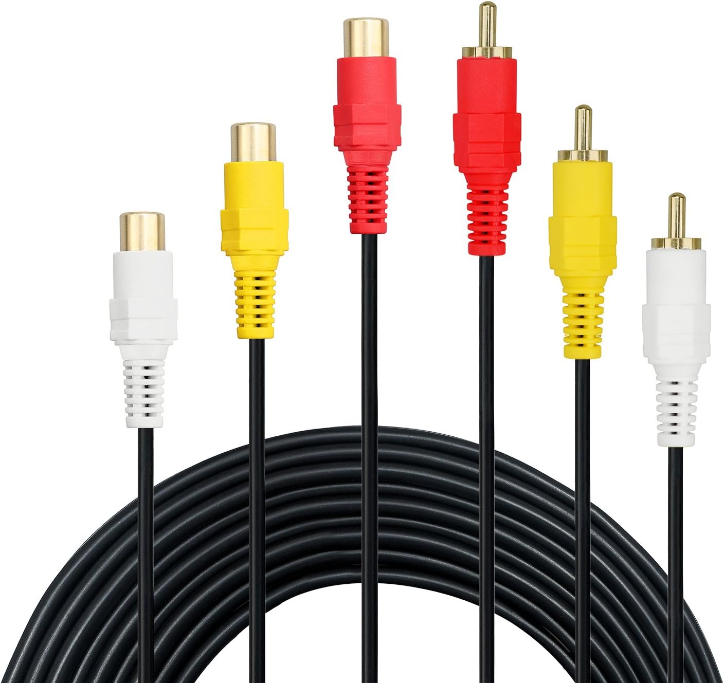 Bolongking RCA Extension Cable - Premium Gold Plated 3 Rca Male to 3 Rca Female Audio Video Extension Cable 3RCA Male to Female Audio Composite Extension Video Cable DVD CD AV TV