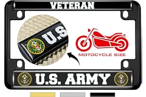 BESTLICENSEPLATEFRAMES [Officially Licensed Product] - Motorcycle Metal License Plate Frame with U.S. Army Veteran Design - Black