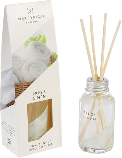 Wax Lyrical Fresh Linen 40ml Reed Diffuser - White, Eco-Friendly Formula