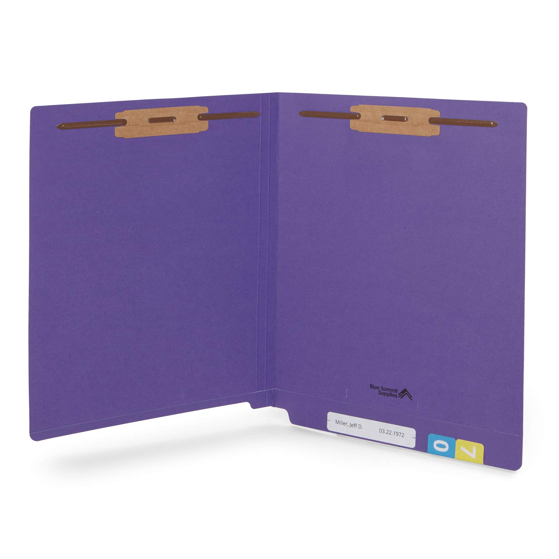 Photo 1 of Blue Summit Supplies 50 Full End Tab Purple File Folders With Fasteners, Letter Size, Two Prongs, 50 Pack