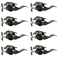 Probrico (8 Pack Privacy Door Lever,Locking Black Door Handle Set for Bathroom & Bedroom Doors,Keyless Interior Door Handle B