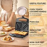 Aigostar 800W Sandwich Toaster 2 Slice Non-Stick Cool Touch Handle Black view 4