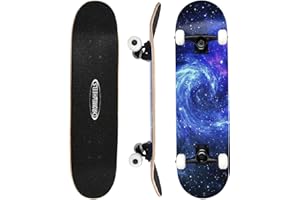 ChromeWheels 31 inch Skateboard Complete Skateboards Double Kick Skate Board 7 Layer Canadian Maple Deck Skateboard for Kids and Beginners