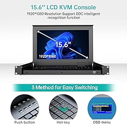 Rack Mount KVM w/15.6'' LCD Monitor, Arvitek 8 Port