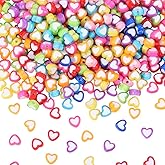 SUNNYCLUE 500Pcs Colorful Heart Beads Acrylic Hearts Beads Bulk Plastic Opaque Random Mixed Color Rainbow Love Shaped Loose Spacer Mini Charms for Jewelry Making Bracelet Necklace DIY Crafts Supplies