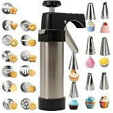 Cookie Press Gun Kit,Cookie Press Gun Kit with 13 Cookie Discs and 8 Piping Tips for DIY Various Cookies Maker