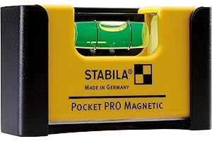 STABILA Pocket PRO Magnetic mini spirit level with belt clip, 7 cm, strong rare earth magnet, 1 horizontal level, made in Germany, yellow, 15 x 8 x 20 cm