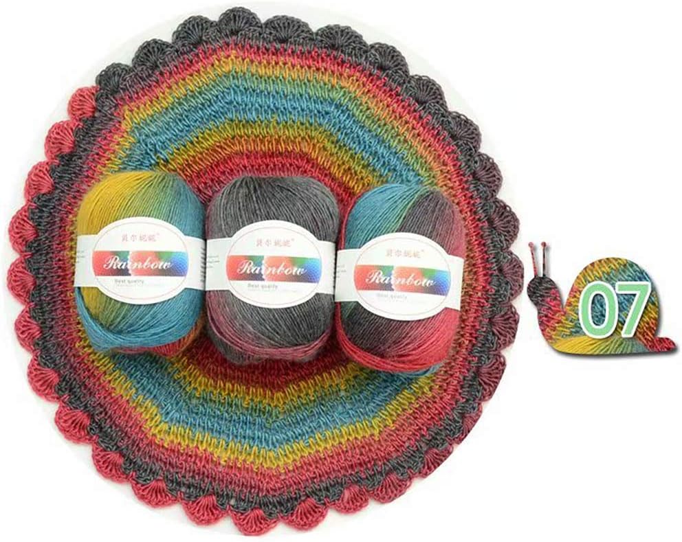 EAPTS Soft Worsted Yarn Rainbow Gradient Colors DIY Baby Knitting Wool Shawl Scarf Sweater Crochet Thread Supplies