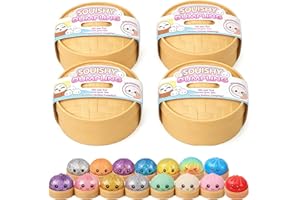 Glitter Dumpling Squishy - 2026 New Bun Squeeze Stress Relief Ball with Steamer Box (Random) (Random 3pcs)