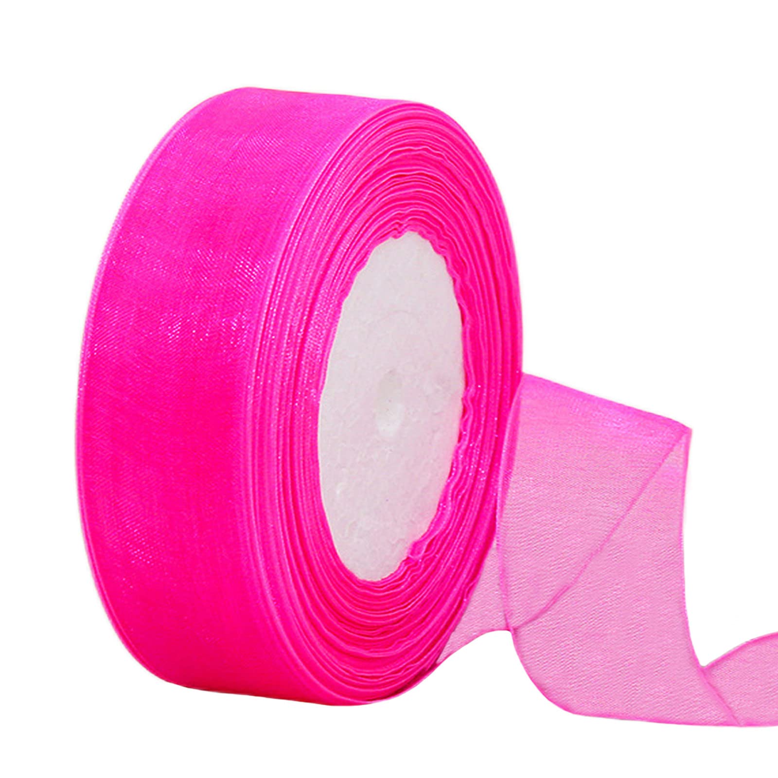 Sheer Wide Rose Organza Chiffon Ribbon 38mm for Gift Wrapping, 45m Clear Chiffon Hair Ribbon for Birthdays, Weddings, Christmas, Crafting, Wreath Bows
