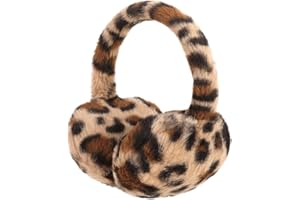 Kids Ear Muffs Leopard Print Plush Earmuffs for Girls Boys Adjustable Winter Ear Warmers Cold Weather Accessories