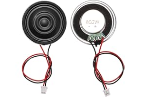 MECCANIXITY 2 Pcs 8 Ohm Small Speaker, 2W 36mm Diameter Metal Shell Round Magnet Tiny Speaker with 100mm Terminal Wire Micro 
