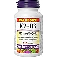 Webber Naturals Vitamin K2 with D3, 110 Softgels, MK-7 Formula, Helps Support Bones, Teeth, and Immune Function