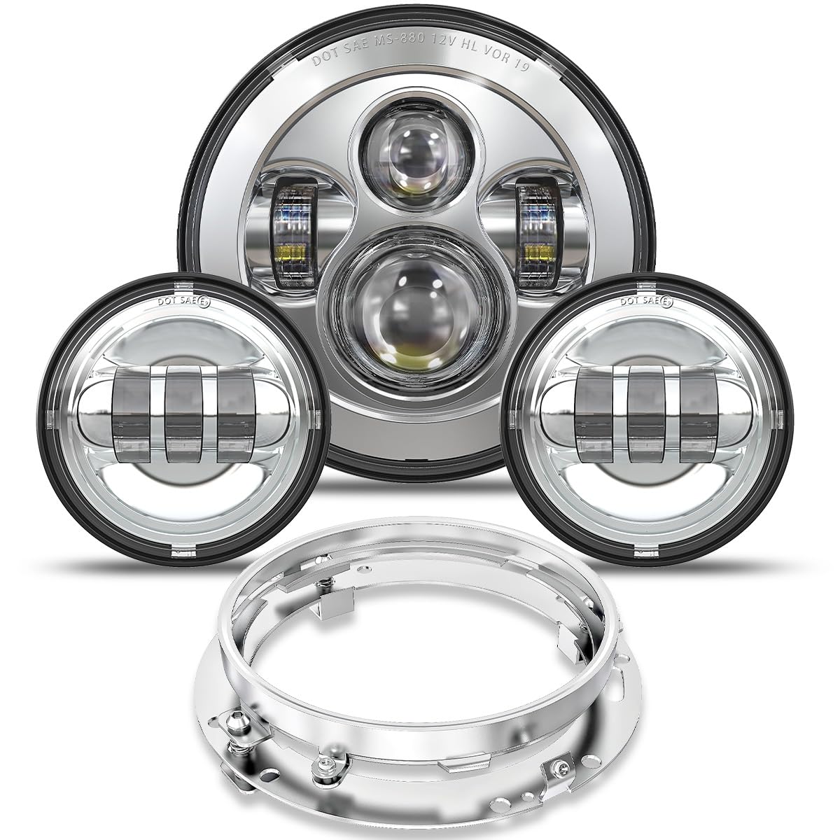 Scheinwerfer Zierring Schwarz - Für Harley Softail Street Glide Road Glide