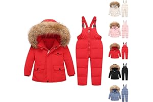 2-Piece Toddler Snow Suit Baby Snowsuit Infant Boys Girls Puffer Jacket Ski Pants Suits Kids Winter Clothes Set