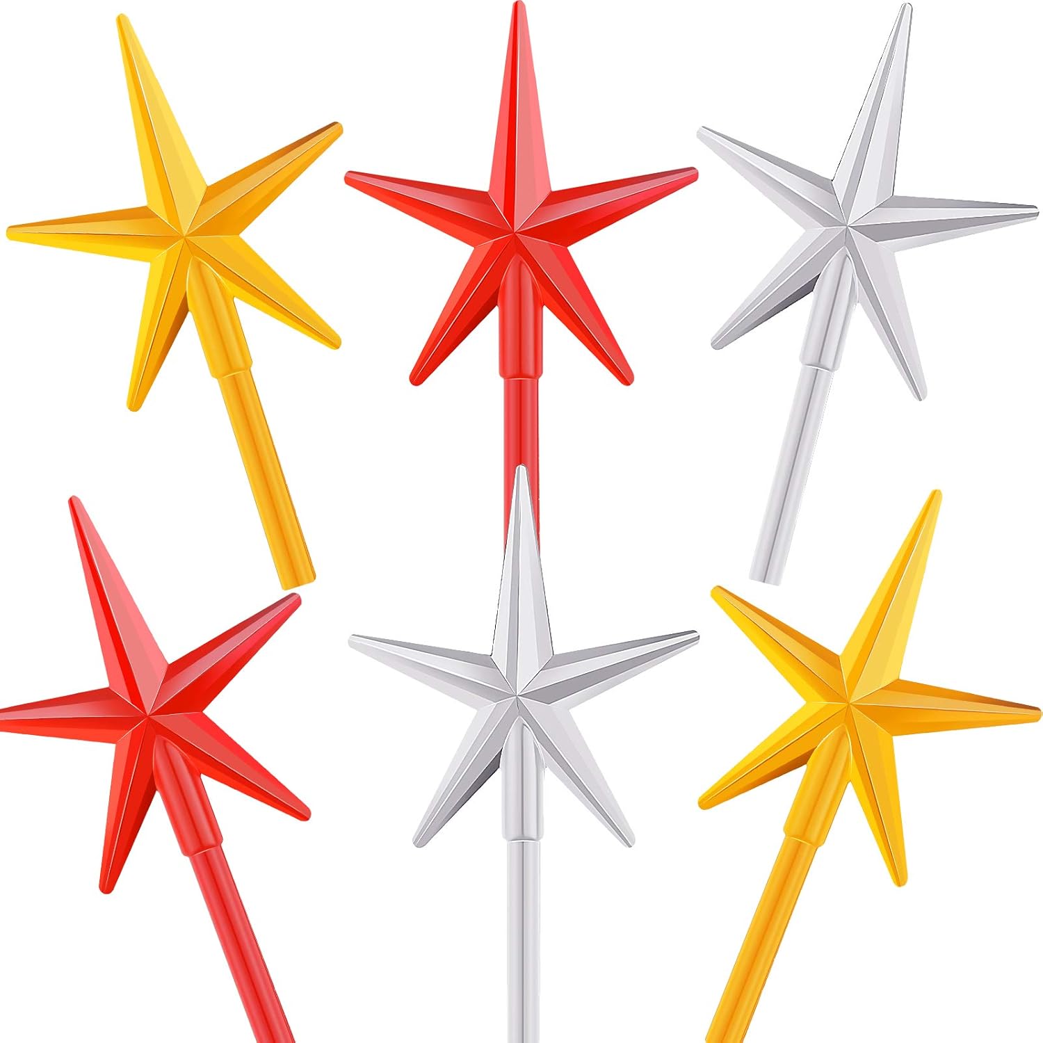 Tree Toppers - 6 Pieces Ceramic Christmas Tree Star Replacement Light Ceramic Tree Star Ornament Christmas Tree Replacement Light Bulbs for Ceramic Tree Accessories (Red, Yellow, Transparent)
