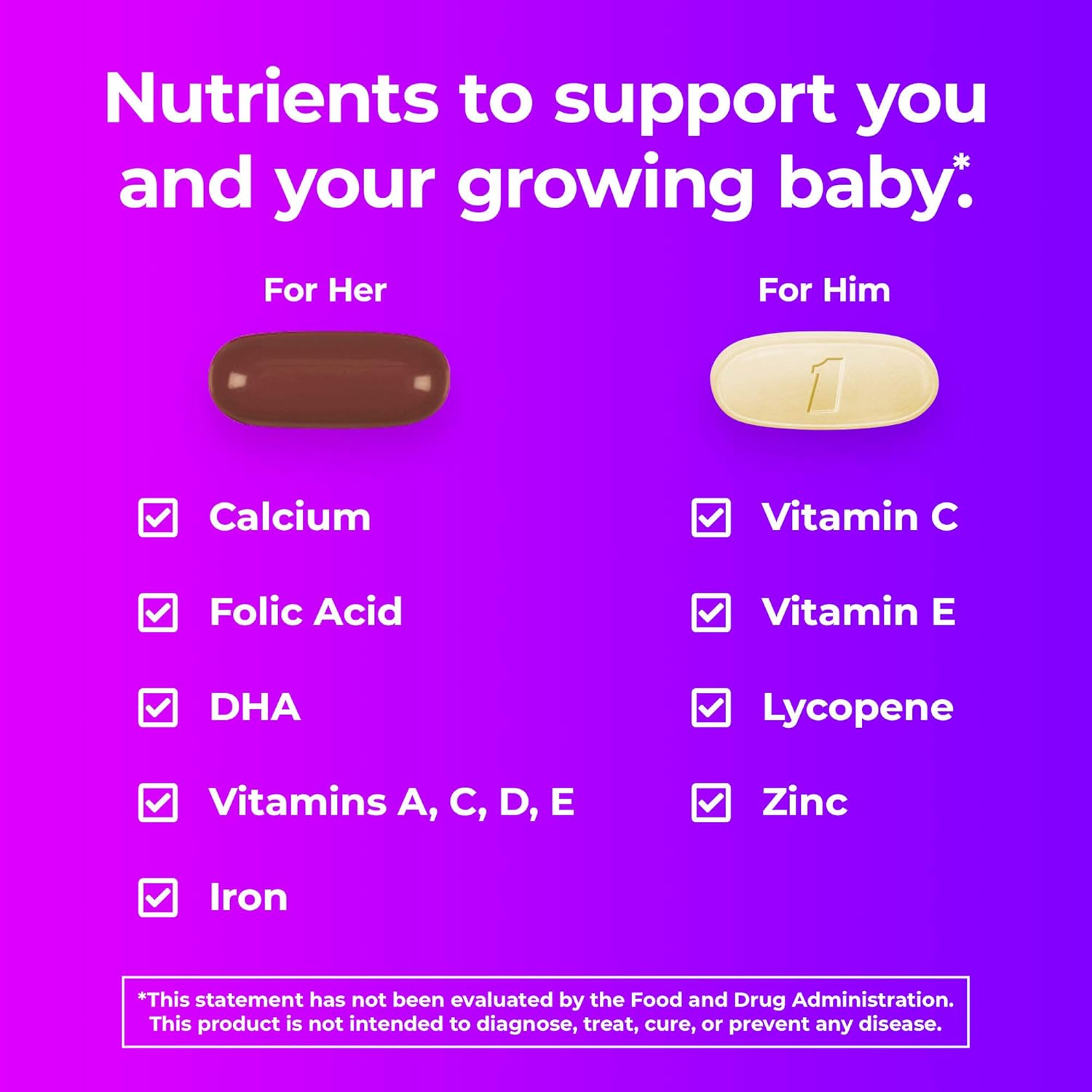 One A Day Men’s & Women’s PrePregnancy Multivitamin including Vitamins