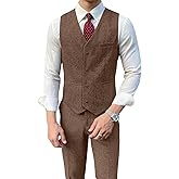Retro Tweed Mens Suit Herringbone Slim Fit 2 Piece Men's Vest Sets Prom Wedding Waistcoat Vest Blazer Pants Groom