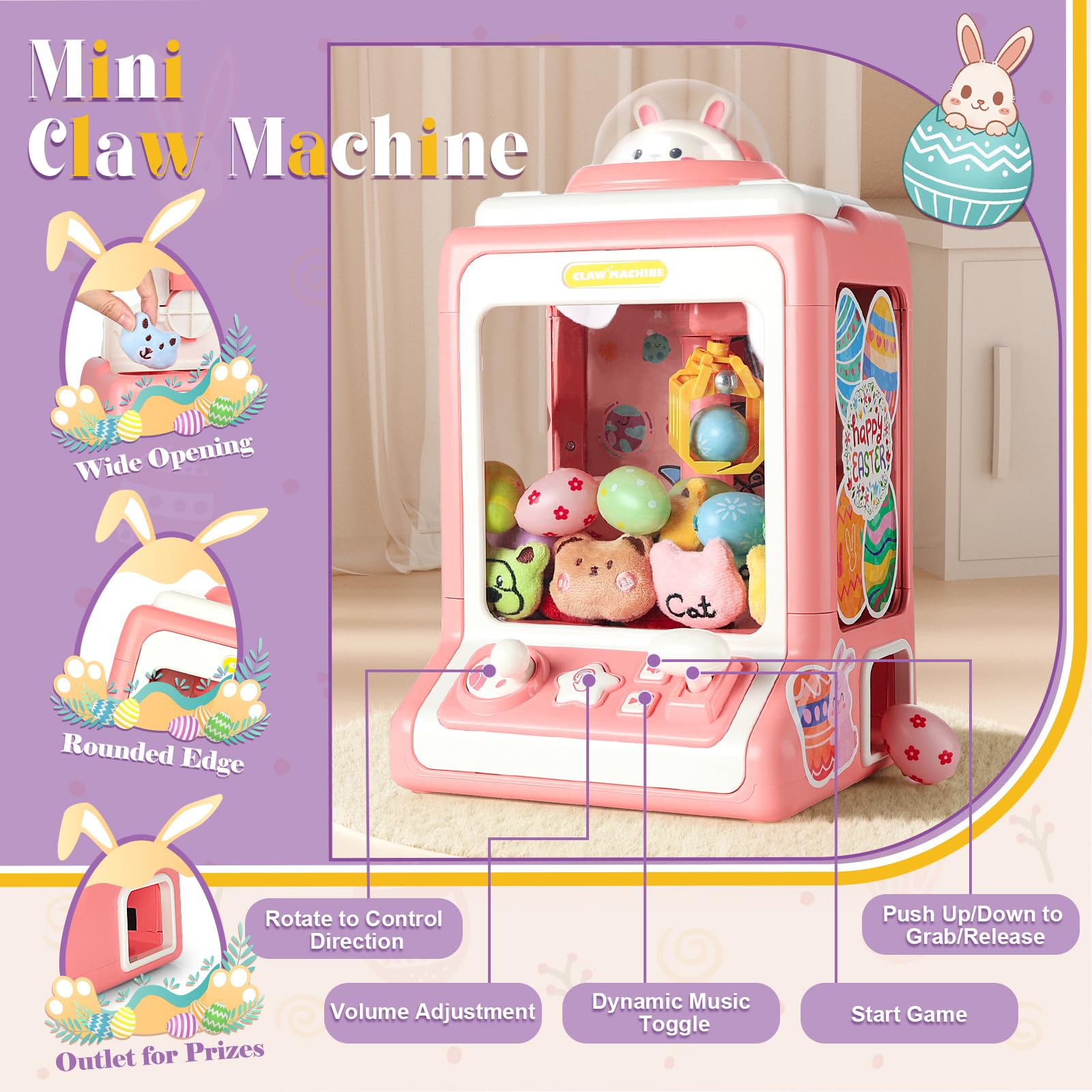 Rabbit Claw Machine for Kids and Adults with Mini Prizes|Candy Machine Toys for Ages 8-13 Girls|Birthday Gifts for 6 7 9 10 12 Years Old