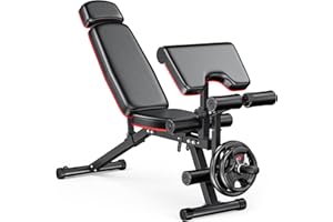XDDIAS Workout Bench, Adjustable Weight Bench with Leg Extension and Leg Curl, Extended Headrest, 900LBS Preacher Curl Bench Incline Decline Flat Workout Bench for Home Gym Full Body Exercise