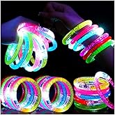 Mikulala 24Pcs Glow in the Dark Party Supplies for Kids/Adults, Flashing Light up Toys LED Bracelets Valentines Glow Sticks, Mardi Gras Party Favors Carnival Birthday Concert Gifts Accessory