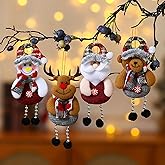 Set of 4 Christmas Tree Ornaments Santa Claus Snowman Reindeer Bear Hanging Decorations for Christmas Winter Holiday Home Decor New Year Party Supplies