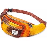 Freakmandu Eco-Friendly Boho Hippie Style Hemp Fanny Pack Cross Body Hip Waist Bag for Hiking Running Jogging (Fall Trip)