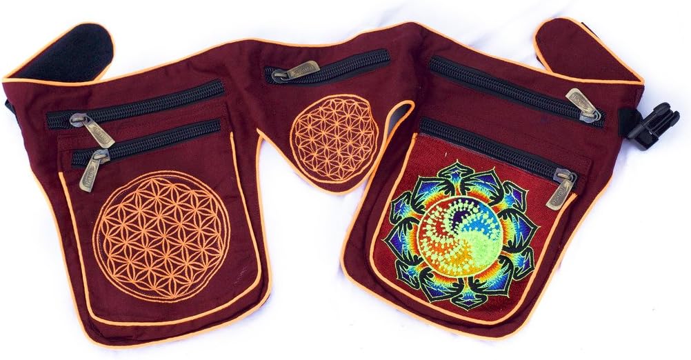 ImZauberwald Crop Circle Mandala Beltbag with Flower of Life UV Active 5 Pockets