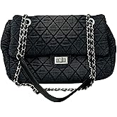 Quilted Denim Shoulder Bag for Women,Y2k Preppy Crossbody Tote Bag Purse with Chain Strap, Vintage Blue Jean Handbag