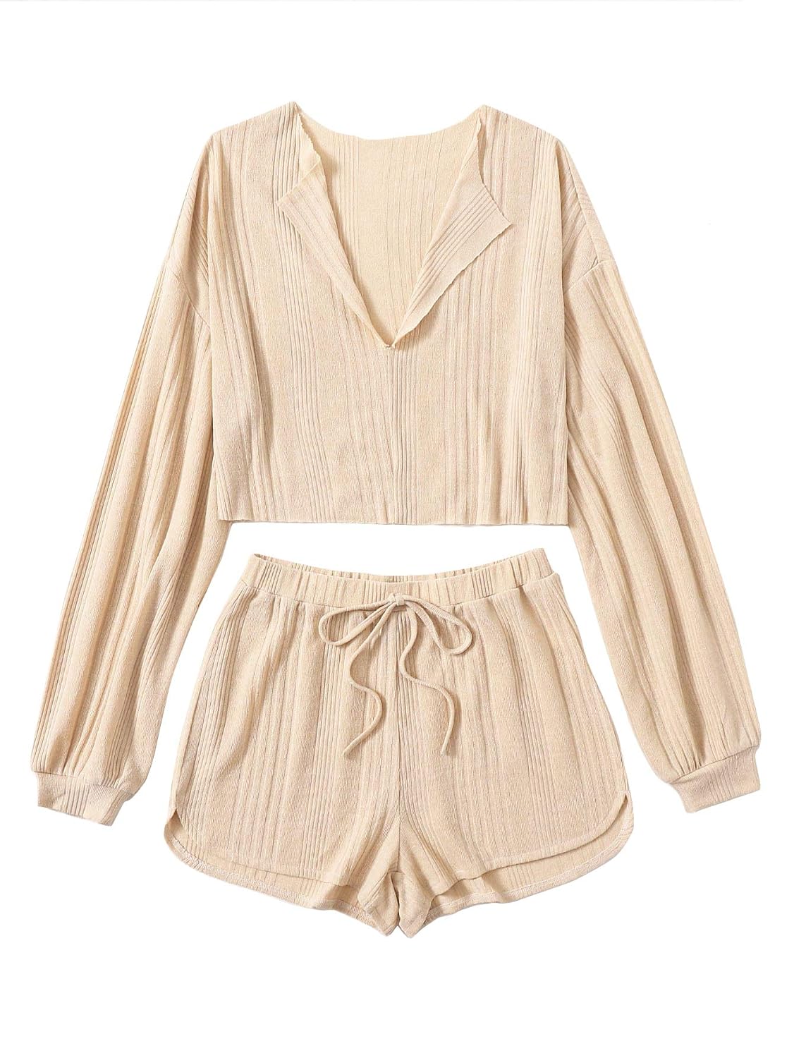 SOLY HUX Women's V-Neck Puff Sleeve Blouse - Frill Trim Dressy Casual Top For Work & Office - View #11