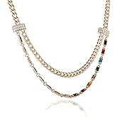 BCBGeneration Layered Necklace for Women with Gemstones, 18"+3" 18k Gold Flash-Plated, Valentines Day Gifts for Her