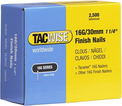 Tacwise 16G 30mm Finish Nails 2500 Pack F16 30 mm Silver 0293