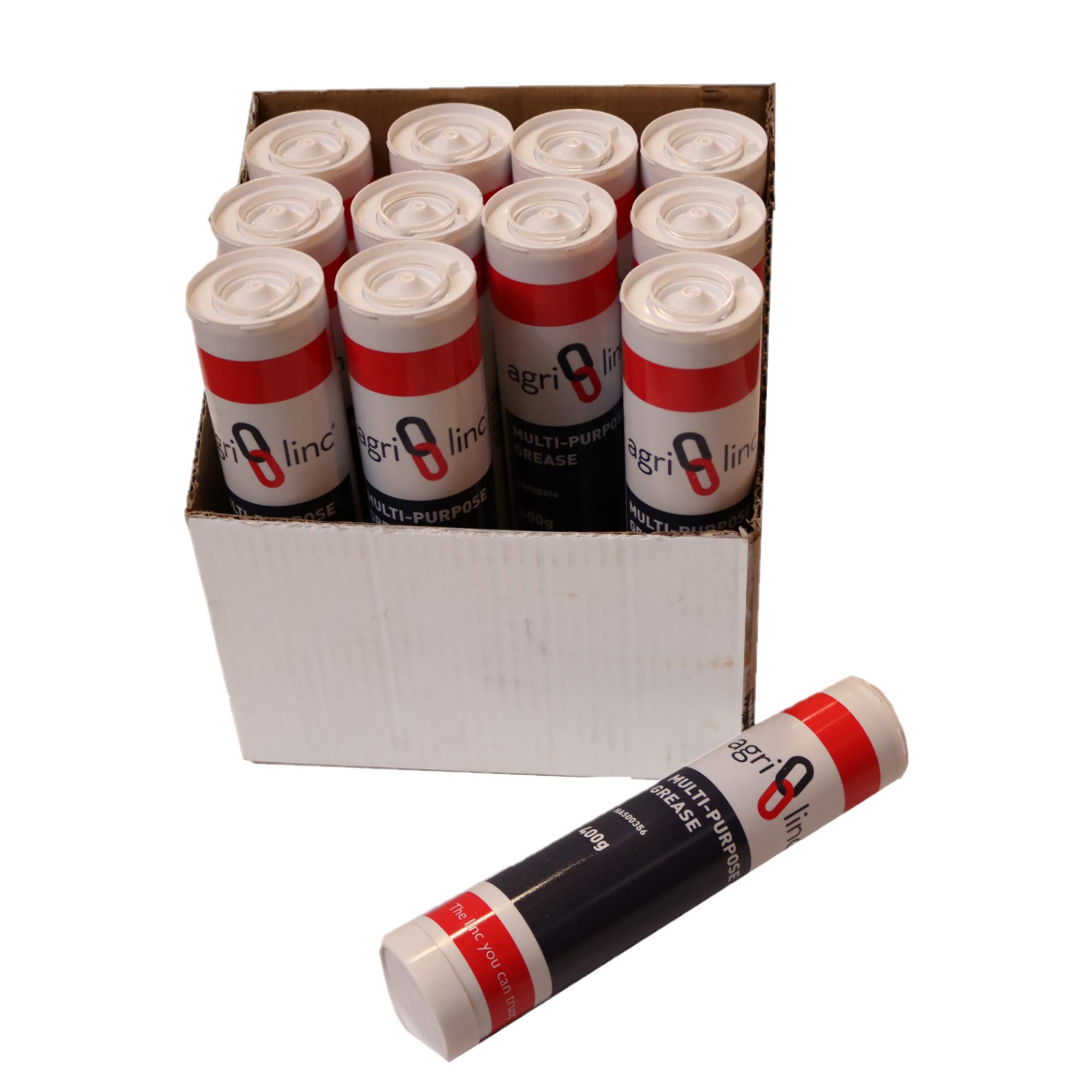 Grease Cartridges, Box of 12, £3.95 per cartridge, EP2 General Purpose Lithium-based Brown Grease lubricant in 400g/14oz Cartridge for Grease Gun, by Agri-Linc