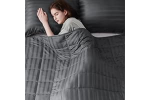 Wellfeel Weighted Blanket for Adult,15lbs Heavy Weighted Blanket 48"x72" Breathable Cooling Summer Blankets, Ultra Soft Cotton Comfort Throw Blanket with Glass Beads for All-Season (Dark Grey)