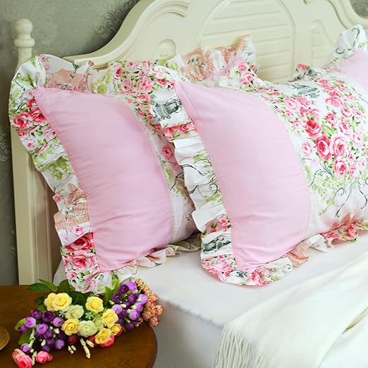 Amazon Com Fadfay Pink Rose Floral Print Cotton Decorative