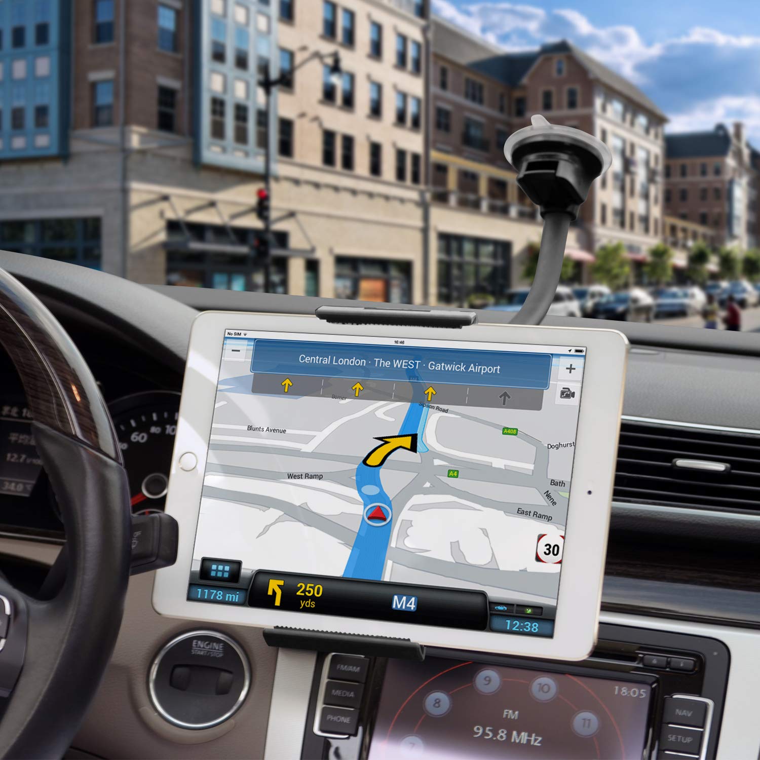APPS2Car Tablet Car Mount for iPad Truck Holder Long Arm Extension Strong Suction Cup Windshield Mount for 7-11 Inch Tablet iPad Pro Air Mini iPhone