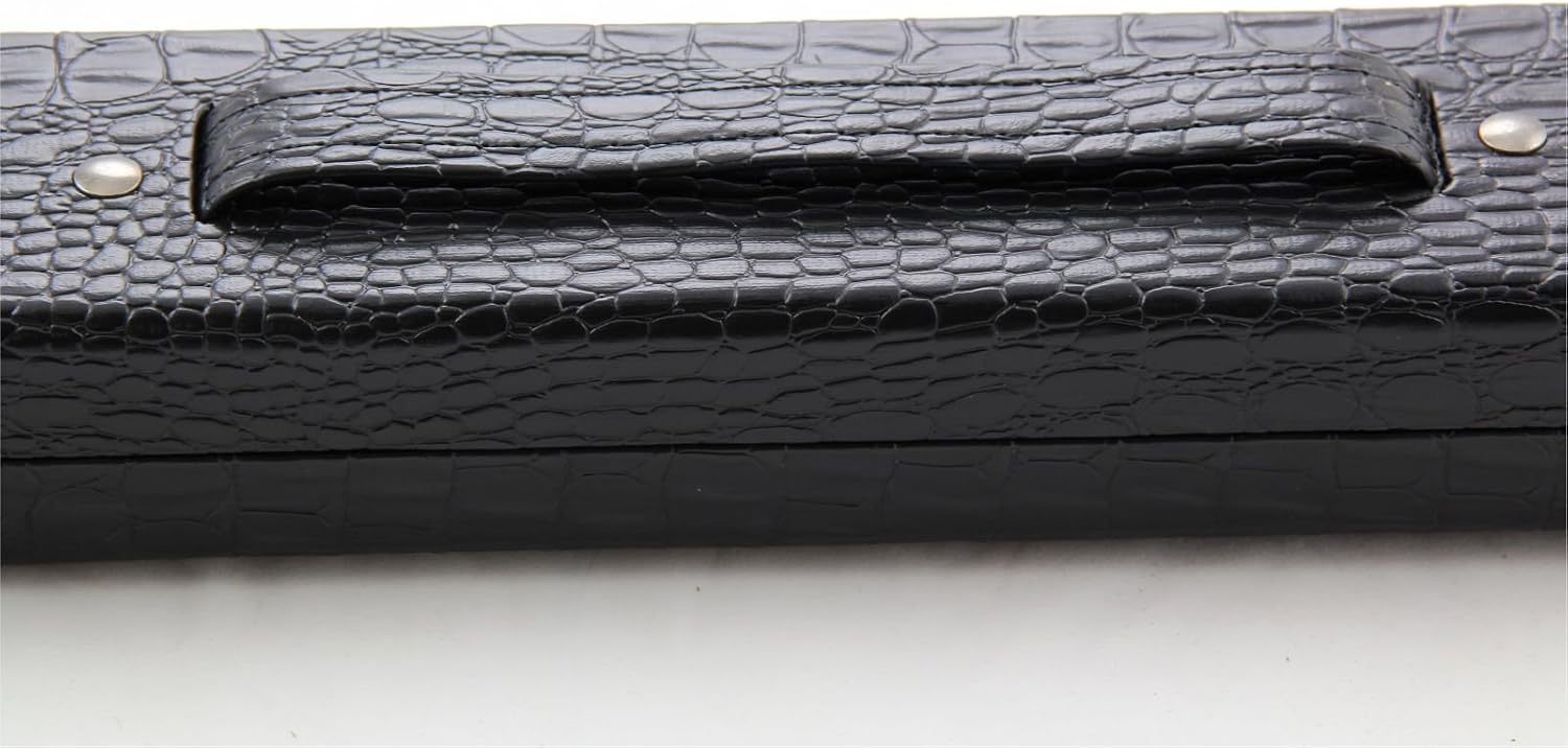Jonny 8 Ball Black Crocodile Leather Design 2 Piece Cue Case For Snooker or Pool Cue. With Flexible Carry Handle and Premium Suede Style Interior - Image 5