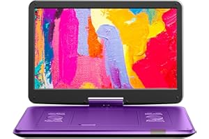 Yoton 17.5" Portable DVD Player with 15.6" Large HD Swivel Screen, 6 Hours Working Time with Built-in Battery, Dual Stereo Speakers, Support USB/SD Card/Sync TV and Multiple Disc Formats-Purple