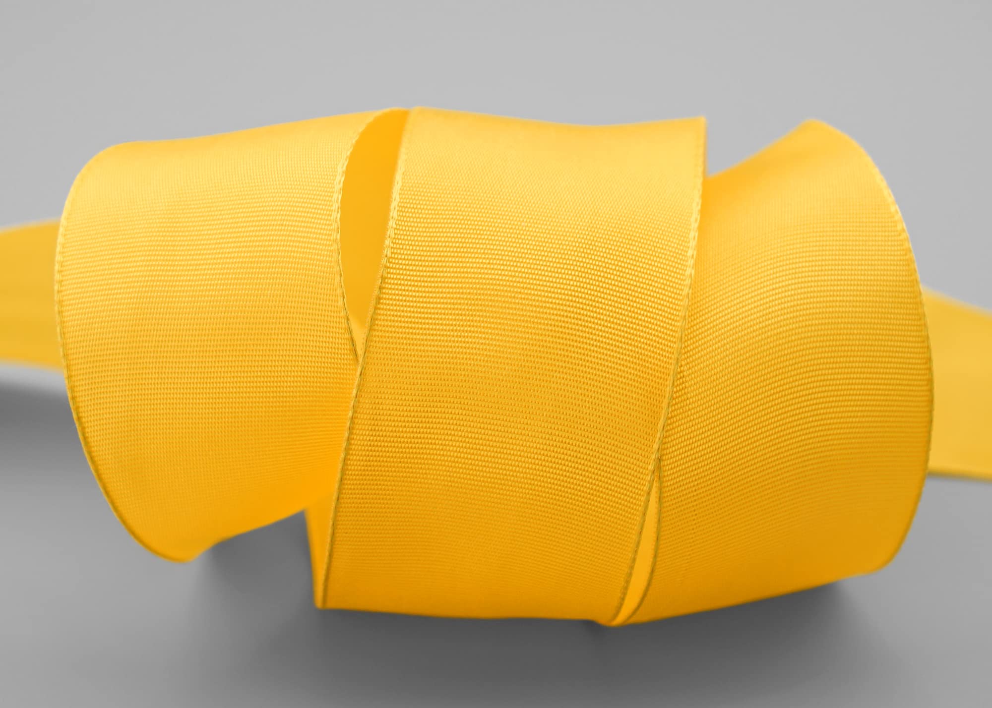 finemark 25 m x 40 mm Wired Edge Ribbon Leo Yellow Dark Yellow (534) Decorative Ribbon with Wired Edges Plain Gift Ribbon Fabric Ribbon Bow Ribbon Visco Wire Made from Renewable Raw Materials