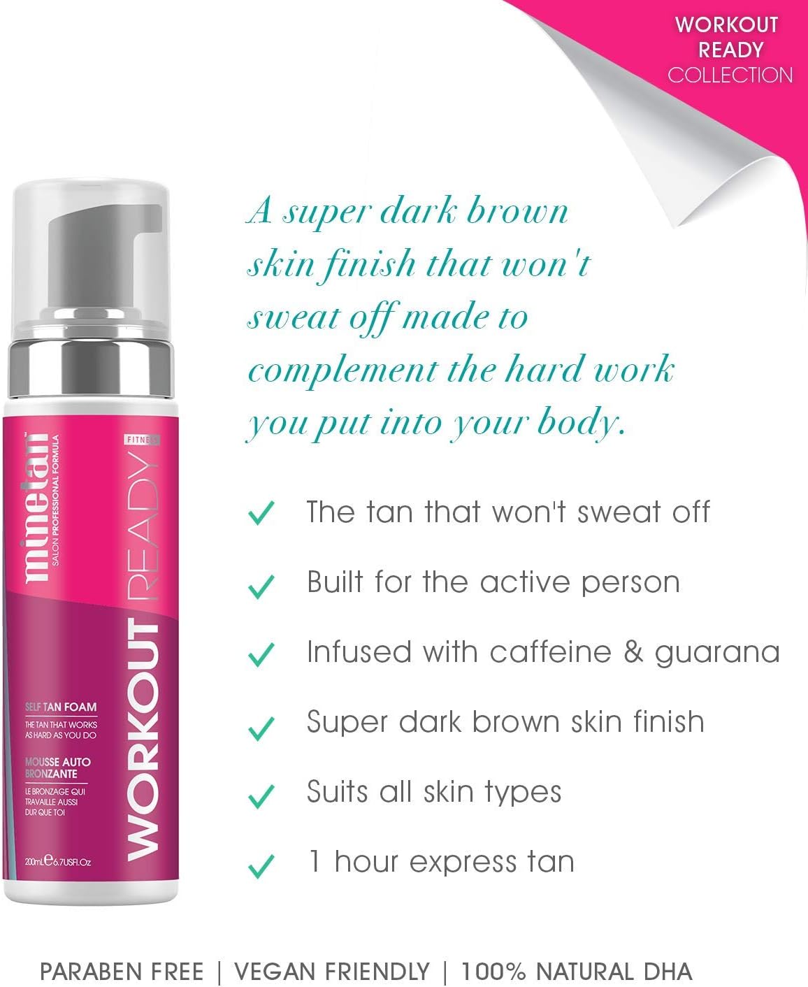 MINETAN BODY Workout Ready Self Tan Foam - The Tan That Won't Sweat Off, 1 Hour Express, Sweatproof, Vegan, 200ml - Image 3