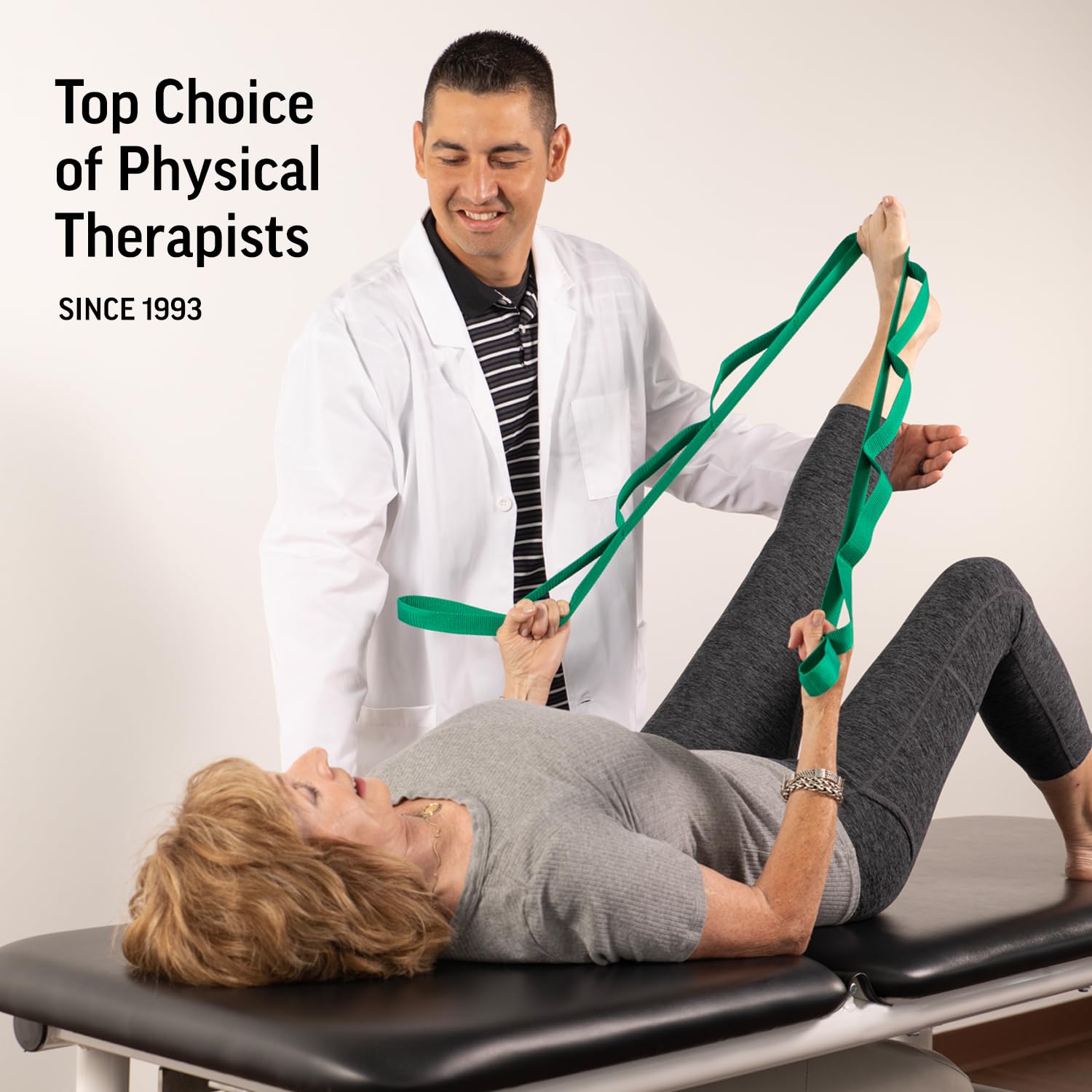 OPTP The Original Stretch Out Strap with Exercise Book, for Flexibility and Mobility Exercises. Stretch Out Straps for Physical Therapy, Yoga Stretching Strap and Knee Therapy Strap. Made in the USA