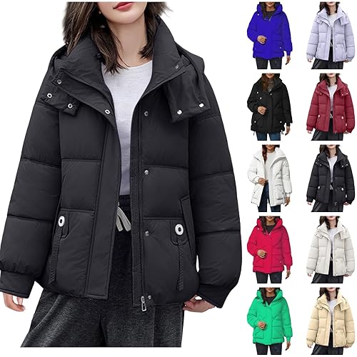 DUHGBNE women winter coatLightweight Quilted Down Jackets for Women Hooded Lined Padded Puffer Coats Warm Winter Warterproof Jackets Top Plain Coatsladies coats and smart