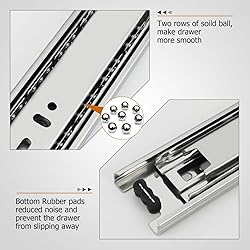 LONTAN 2 Pairs Silver Drawer Slides 16 Inch Side