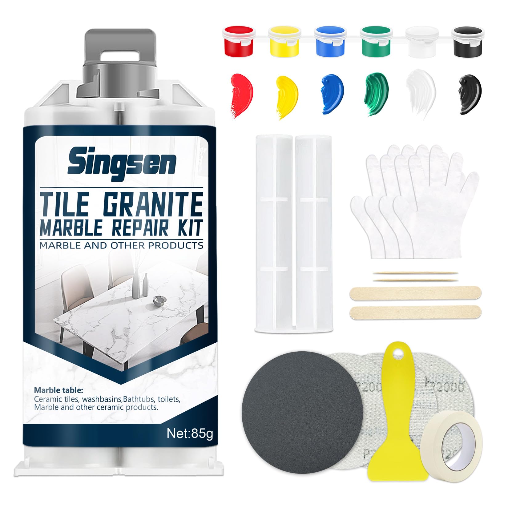 Tile Repair Kit - Granite, Ceramic and Marble Repair Kit, suitable for repairing cracks, dents, gaps, holes and scratches. Shower Tray Repair Kits reattaches missing sections (More Colour Choices).