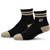 For Bare Feet NCAA PURDUE BOILERMAKERS Cozy Two Stripe Quarter Sock Team Color OSFM